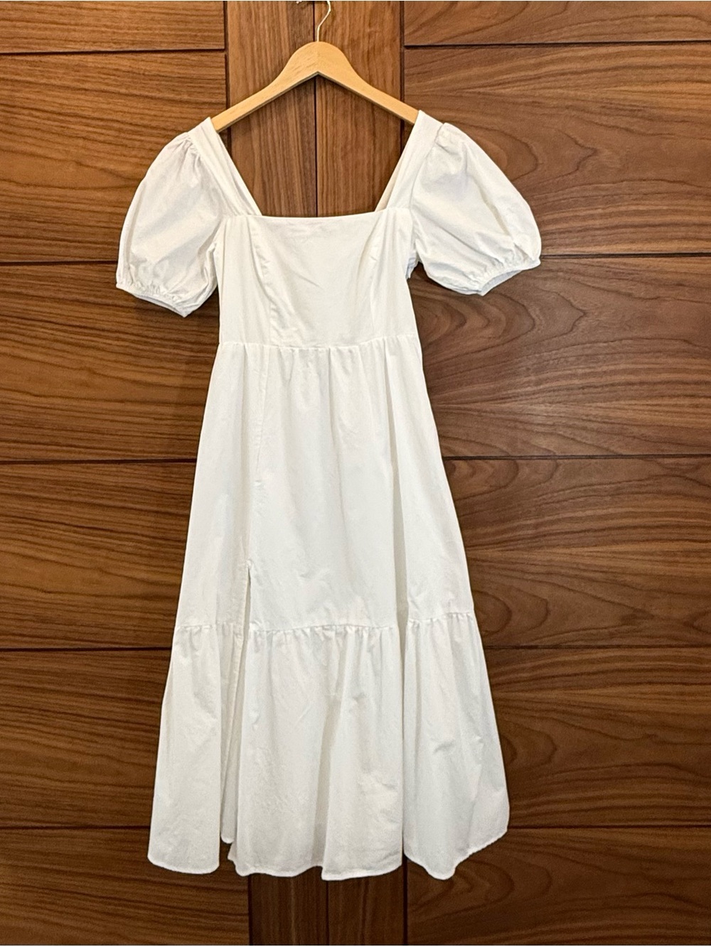 ASTR The Label Square-Neck Tiered Puff Sleeve Maxi Dress Boho Cottagecore XS